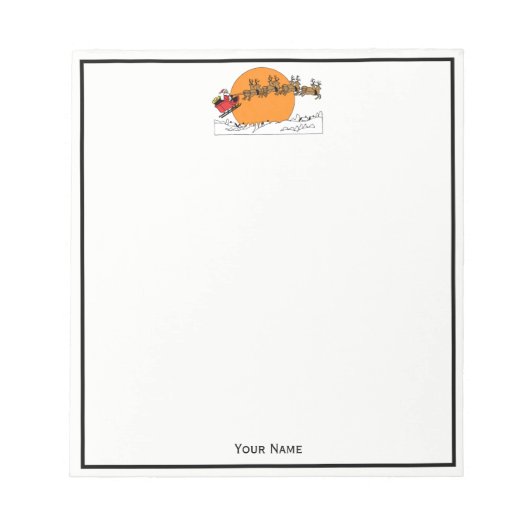 Santa Rentier über schneebedeckten Stadtmond Notizblock (Vorderseite)