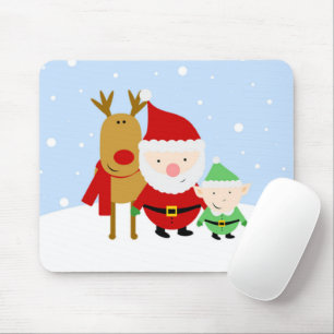 Santa, Rentier und Elf am Weihnachtsmäusepad Mousepad