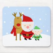 Santa, Rentier und Elf am Weihnachtsmäusepad Mousepad (Vorne)
