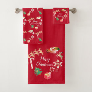 Santa Rentier WeihnachtenBadetuch Set