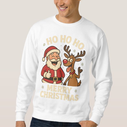 Santa Rentier Weihnachtswitz Sweatshirt (Vorderseite)