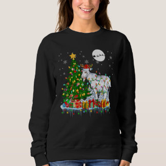 Santa Rentier Ziege Weihnachtsbaum Licht Landwirt  Sweatshirt