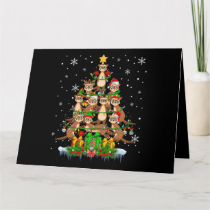 Santa-Rentiere-Elfen-Frettchen-Weihnachtsbaumlicht Karte
