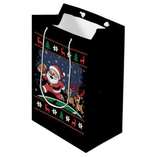 Santa-Rentiere spielen American Football Hässliche Mittlere Geschenktüte