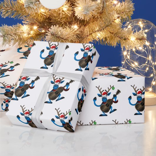 Santa Rentiere spielt Gitarre Geschenkpapier (Feiertage)