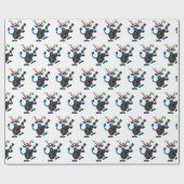 Santa Rentiere spielt Gitarre Geschenkpapier (Flach)