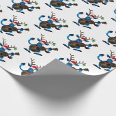 Santa Rentiere spielt Gitarre Geschenkpapier (Ecke)