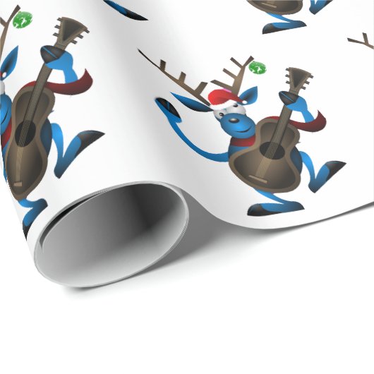 Santa Rentiere spielt Gitarre Geschenkpapier (Rolleneckpunkt)
