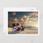 Santa, Rentiere und Frostie Feiertagspostkarte (Vorne/Hinten)
