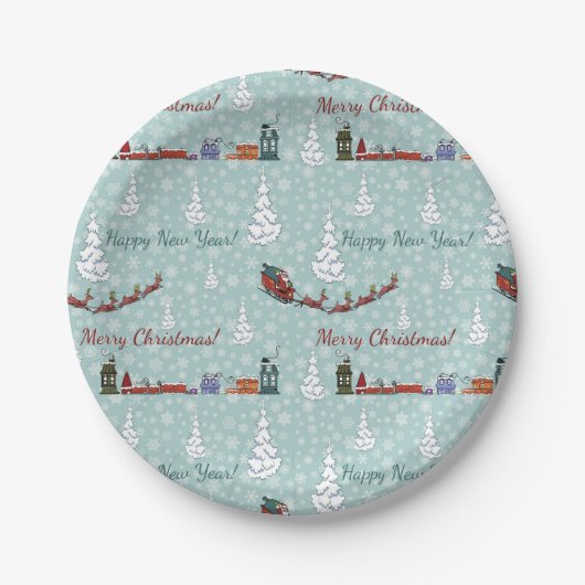 Santa-Rentierteam Pappteller (Vorderseite)