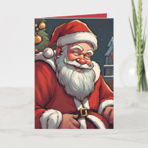 Santa Retro Concept Art Falted Holiday Card