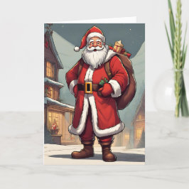Santa Retro Concept Art Falted Holiday Card Feiertagskarte
