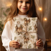 Santa Retro Gold Geschenkpapier