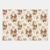 Santa Retro Gold Vintage Umschlagpapier Geschenkpapier Set (Vorderseite 2)