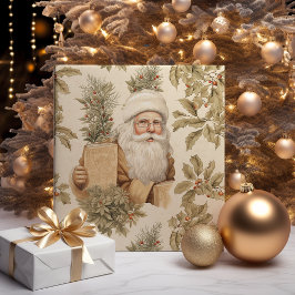 Santa Retro Gold Vintage Umschlagpapier Geschenkpapier Set
