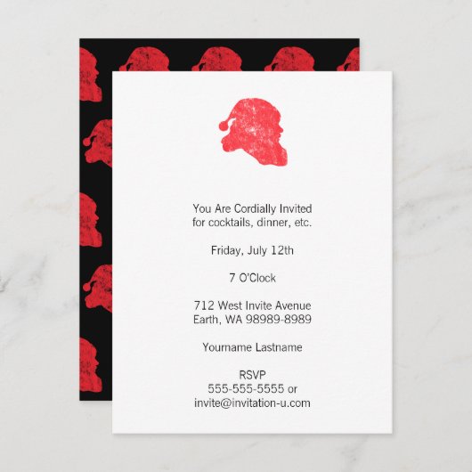 Santa (Retro Letterpress Style) Einladung (Vorne/Hinten)