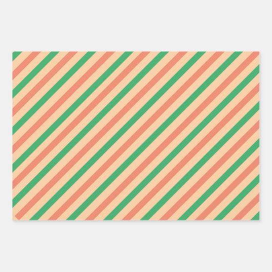 Santa Retro Lines Dots Weihnachten Geschenkpapier Set (Vorderseite 2)