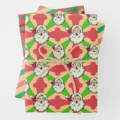 Santa Retro Lines Dots Weihnachten Geschenkpapier Set (Beispiel)