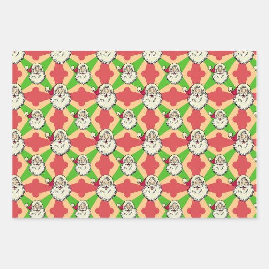 Santa Retro Lines Dots Weihnachten Geschenkpapier Set (Vorderseite)