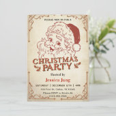 Santa Retro Weihnachts-Party Einladung (Stehend Vorderseite)