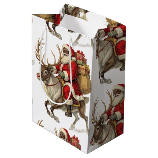 Santa Return Address Label Mittlere Geschenktüte (Rückseite Schrägansicht)