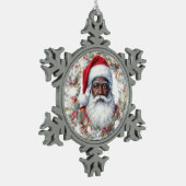 Santa Return Address Label Schneeflocken Zinn-Ornament (Links)