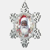 Santa Return Address Label Schneeflocken Zinn-Ornament (Rechts)
