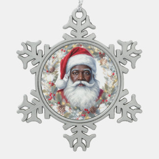 Santa Return Address Label Schneeflocken Zinn-Ornament