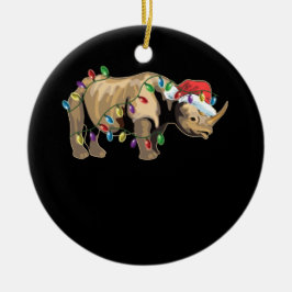 Santa Rhino Christmas Lights Rhino Lover Weihnacht Keramik Ornament