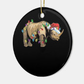 Santa Rhino Christmas Lights Rhino Lover Weihnacht Keramik Ornament (Links)