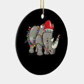 Santa Rhino Christmas Lights Rhino Lover Weihnacht Keramik Ornament (Rechts)
