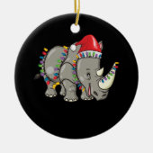 Santa Rhino Christmas Lights Rhino Lover Weihnacht Keramik Ornament (Vorne)