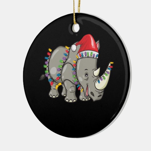 Santa Rhino Christmas Lights Rhino Lover Weihnacht Keramik Ornament (Links)