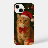 Santa Ribbon Cat iPhone 14 Case Hülle (Rückseite)