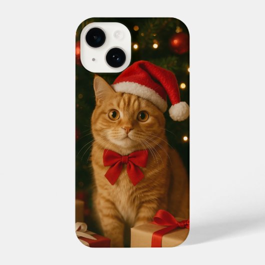 Santa Ribbon Cat iPhone 14 Case iPhone Hülle (Rückseite)