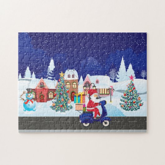 Santa Ride Roller in der Nachtstadt Puzzle (Horizontal)