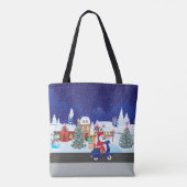 Santa Ride Roller in der Nachtstadt Tasche (Rückseite)