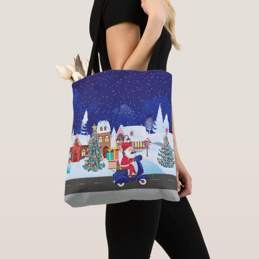 Santa Ride Roller in der Nachtstadt Tasche (Von Nahem)