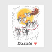 Santa Ride Sleigh Siberian Husky Christmas Dog Lov Aufkleber (Blatt)