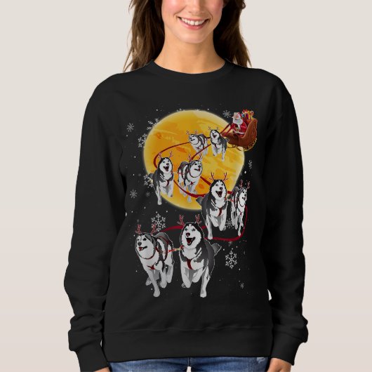 Santa Ride Sleigh Siberian Husky Christmas Dog Lov Sweatshirt (Vorderseite)
