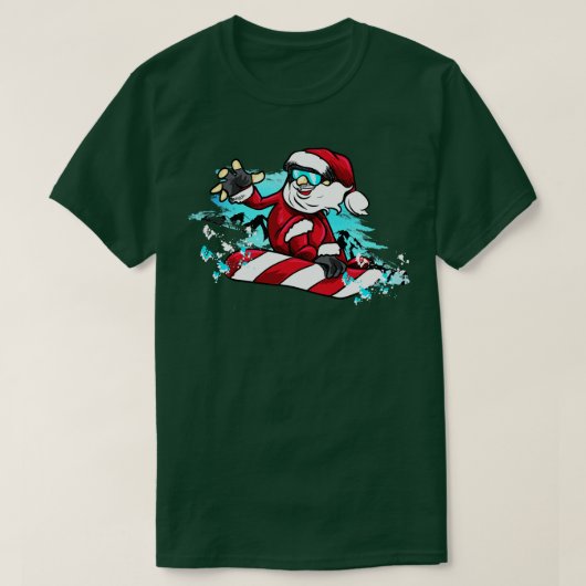 Santa Ride Snowboard Snowboarden Weihnachtsgeschen T-Shirt (Design vorne)