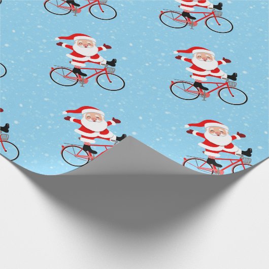 Santa rides a Bicycle Geschenkpapier (Ecke)