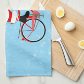 Santa rides a Bicycle Geschirrtuch (Viertel Falte)