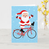Santa rides a Bicycle Karte (Gelbe Blume)