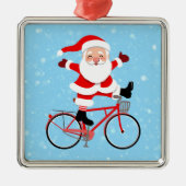 Santa rides a Bicycle Ornament Aus Metall (Vorne)