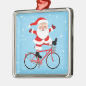 Santa rides a Bicycle Ornament Aus Metall (Links)