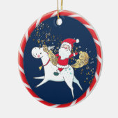 Santa Rides a Unicorn Niedlich Keramik Ornament (Links)