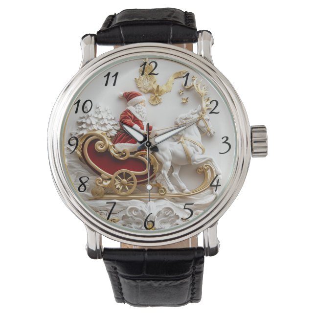 Santa rides his sleigh through winter armbanduhr (Vorderseite)