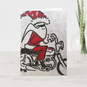 Santa Rides Hog Holiday Card Feiertagskarte