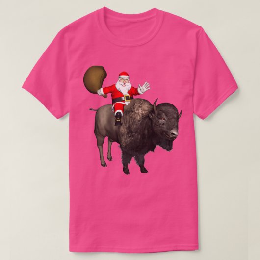 Santa Riding A Bison T-Shirt (Design vorne)